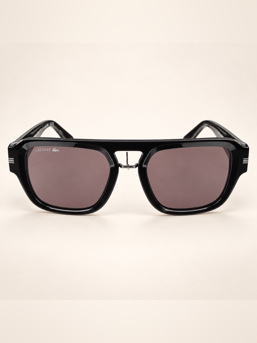 Lacoste Glossy Black Sunglasses with Dark Smoke Lenses NWT